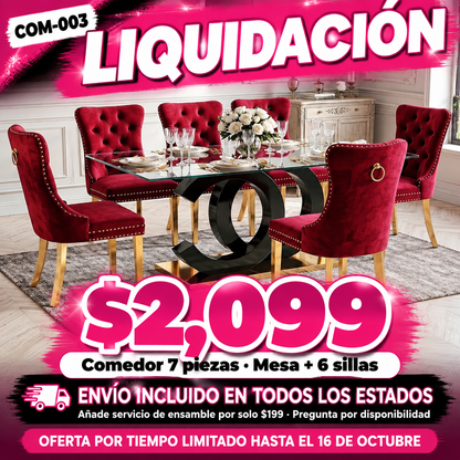 48-COM-003 Comedor 7 piezas en liquidación — oferta por tiempo limitado hasta el 16 de octubre, a $2,099
