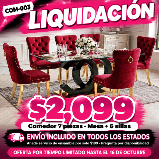 48-COM-003 Comedor 7 piezas en liquidación — oferta por tiempo limitado hasta el 16 de octubre, a $2,099