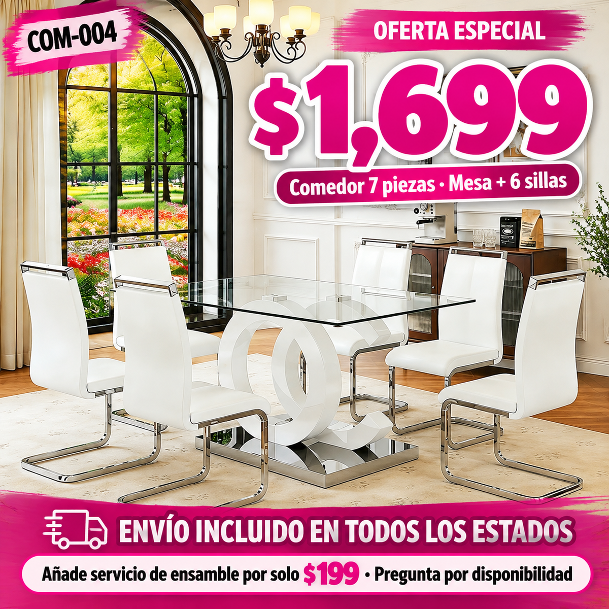 48-COM-004 Comedor 7 piezas — oferta especial por tiempo limitado, a $1,699