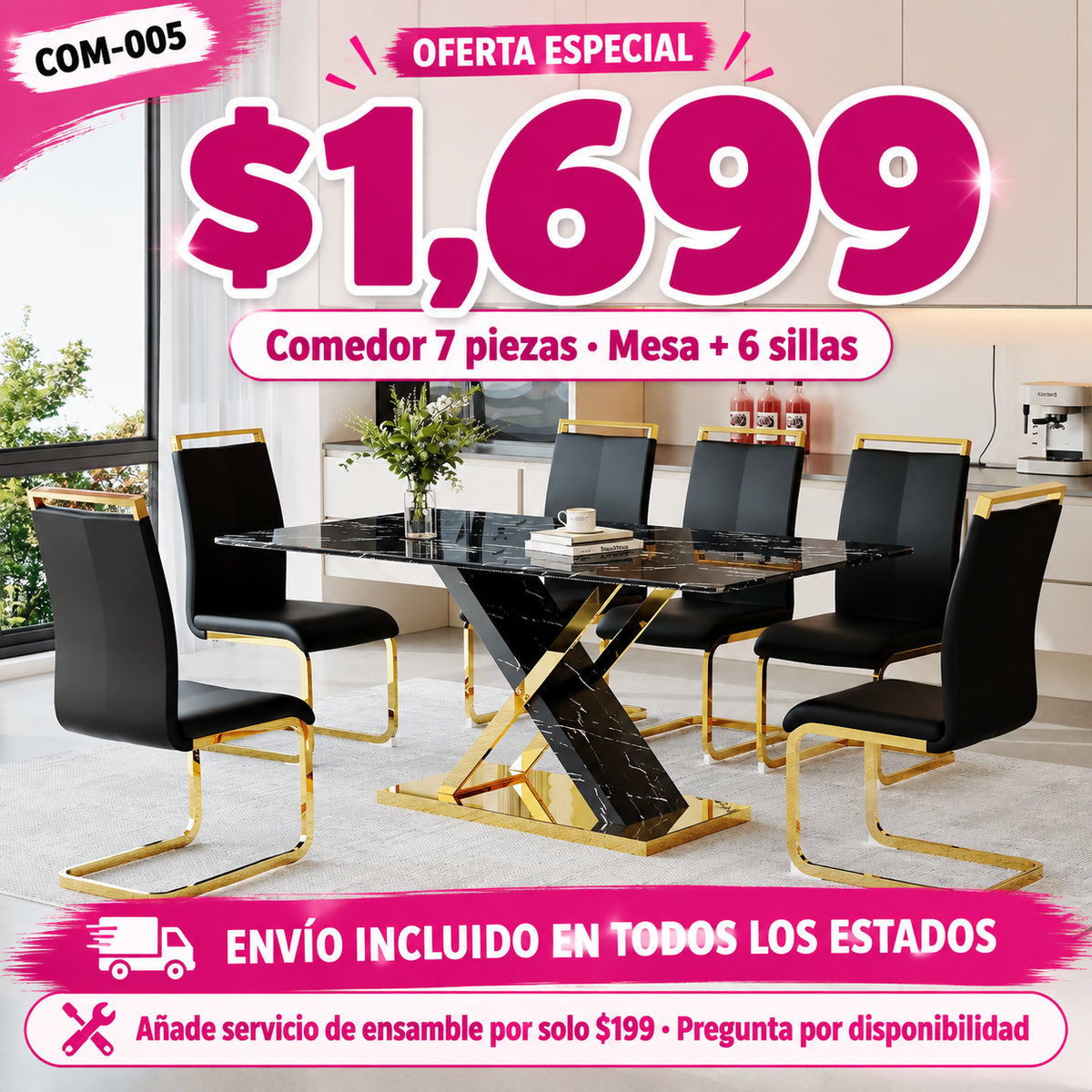 48-COM-005 Comedor 7 piezas — oferta especial por tiempo limitado, a $1,699