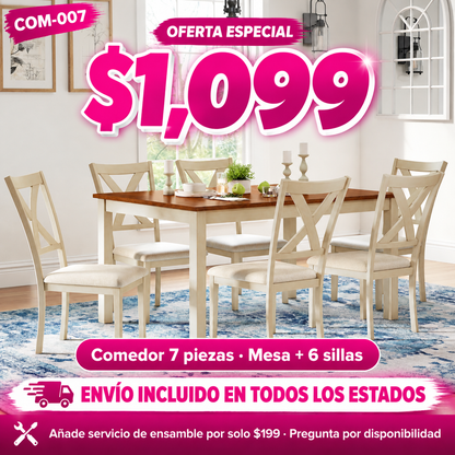 48-COM-007 Comedor 7 piezas — oferta especial por tiempo limitado, a $1,099