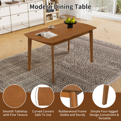 COMEDOR #11-Farmhouse Dining Table Set for 4, Wood Kitchen Table & 4 Upholstered Chairs with Sturdy Rubber Wood Frame, Padded Seat, Curved Backrest, Space-Saving Dinette Set for Dining Room, Brown+Biege
