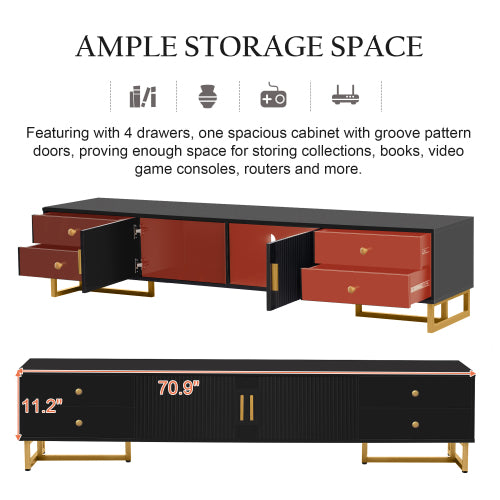 48 - TV STAND #19 - VIBE HAUS TV Stand for 65+ Inch TV, Entertainment Center TV Media Console Table, Modern TV Stand with Storage, TV Console Cabinet Furniture for Living Room
