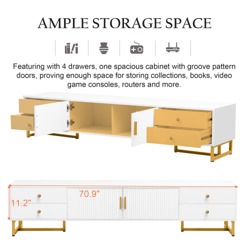 48 - TV STAND #18 - VIBE HAUS TV Stand for 65+ Inch TV, Entertainment Center TV Media Console Table, Modern TV Stand with Storage, TV Console Cabinet Furniture for Living Room