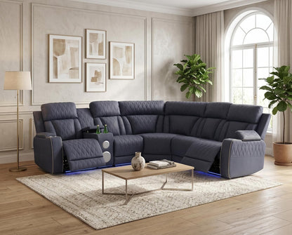 48-RECLINABLES-003 es la Blue Gray, seccional 5 asientos en L, a $3,299
