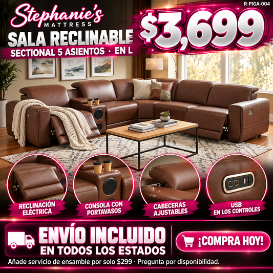 48-RECLINABLES-004 es la Brown, seccional 5 asientos en L, a $3,699