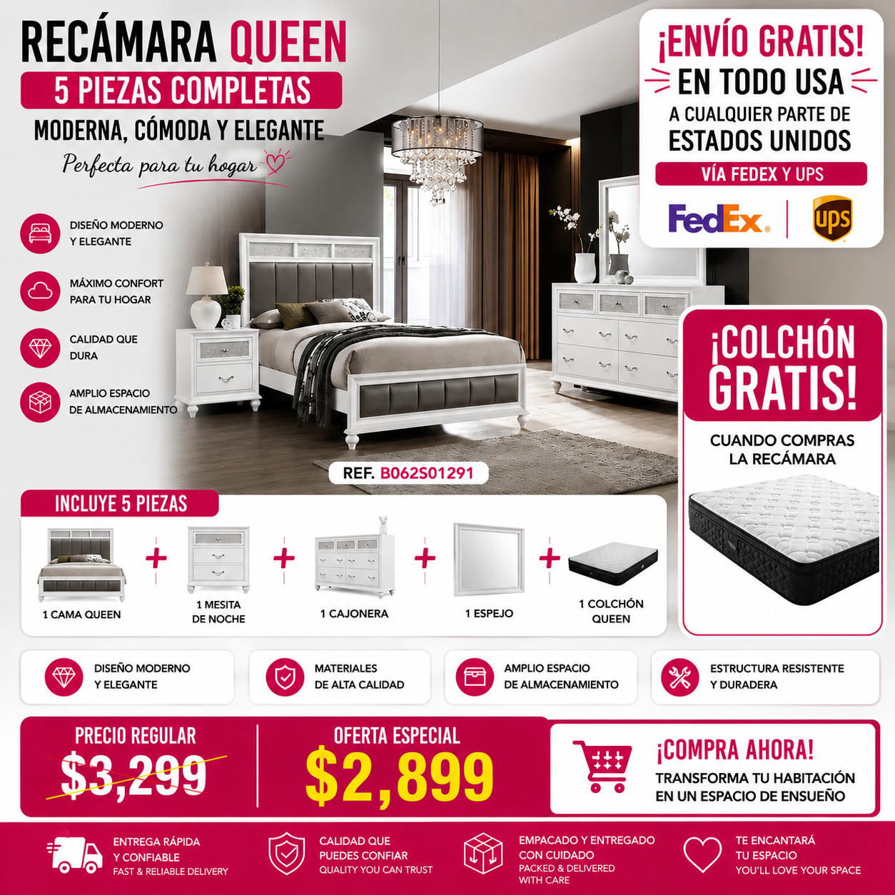 48-RECAMARA QUEEN 5 PIEZAS-#2-B062S01291