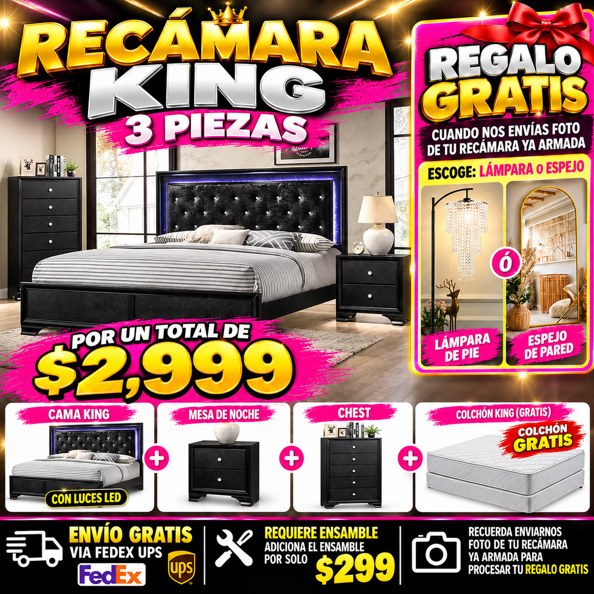 48 - Recamara King WIGA-06BK LED