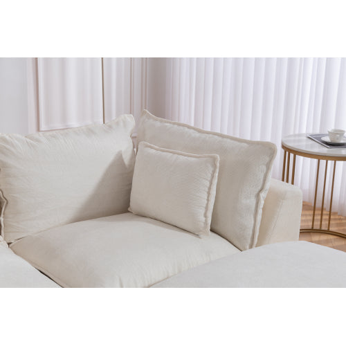 SALA CREMA #23=BEIGE 102.3" Width Cloud Couch Oversized Modular Sectional Sofa True Relax Comfy Couches Wide Deep Seat Sofas for Living Room Furniture Sets, Waffle Fabric ,3Seat with Ottoman