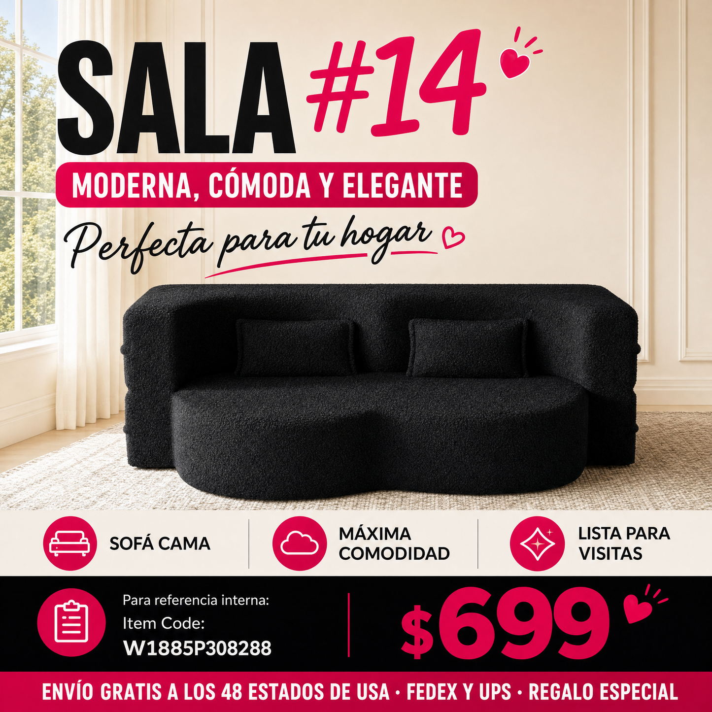 SALA NEGRAS #14-SOFA CAMA/SOFA SLEEPER-