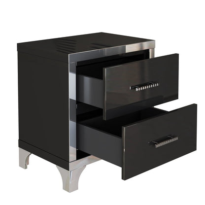 48-MESITAS DE NOCHE / NIGHTSTANDS #5 - ALTO BRILLO NEGRO CON 2 GAVETAS - SET DE 2 - $699