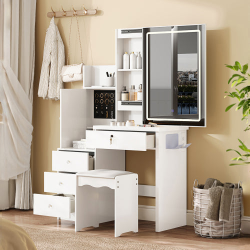 48-VANITY #2-Vanity Desk Set Cushioned Stool