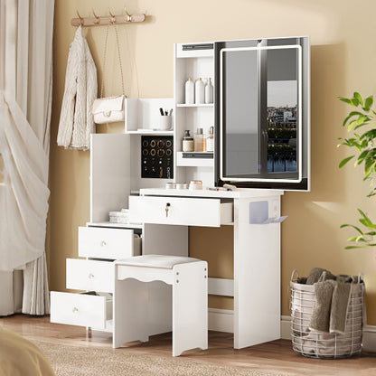 48-VANITY #2-Vanity Desk Set Cushioned Stool