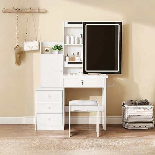48-VANITY #2-Vanity Desk Set Cushioned Stool