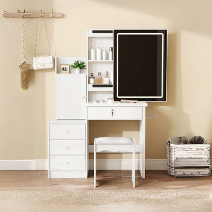 48-VANITY #2-Vanity Desk Set Cushioned Stool