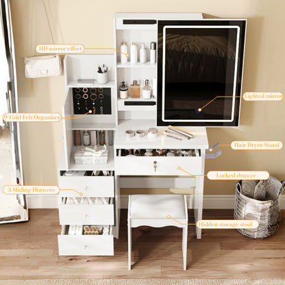 48-VANITY #2-Vanity Desk Set Cushioned Stool