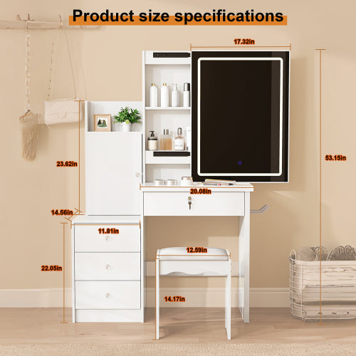48-VANITY #2-Vanity Desk Set Cushioned Stool