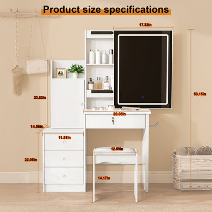 48-VANITY #2-Vanity Desk Set Cushioned Stool