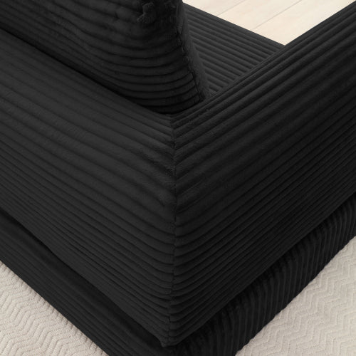 SALA NEGRAS #4 2-in-1 Folding Convertible Sofa Bed, Modern Corduroy Sleeper Couch with 2*pillows, Futon Modular Upholstered Boneless Sofa with Pull-Out Bed,Folding Floor Modular Couch for Living Room Black