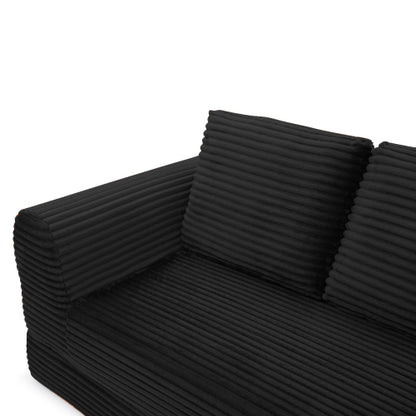 SALA NEGRAS #4 2-in-1 Folding Convertible Sofa Bed, Modern Corduroy Sleeper Couch with 2*pillows, Futon Modular Upholstered Boneless Sofa with Pull-Out Bed,Folding Floor Modular Couch for Living Room Black