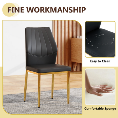 COMEDOR #22 Table and chair set.Modern glass round table: 39 inch diameter, X-shaped golden metal bracket. Paired with 4 Black Chairs, 37 inches High: Ergonomic PU Backrest .Suitable for restaurants, kitchens.