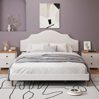 COMBO RECAMARA KING: CAMA+COLCHON+MESITAS 004 - King Size Bed Frame Upholstered Platform Bed with Adjustable Headboard