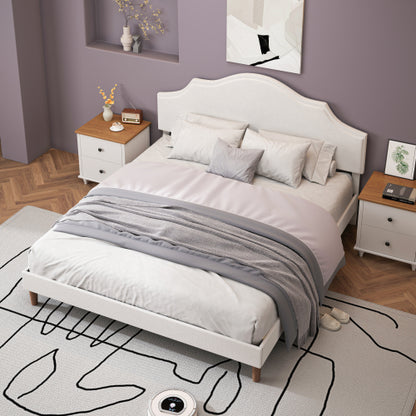 COMBO RECAMARA KING: CAMA+COLCHON+MESITAS 004 - King Size Bed Frame Upholstered Platform Bed with Adjustable Headboard