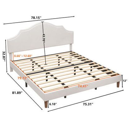 COMBO RECAMARA KING: CAMA+COLCHON+MESITAS 004 - King Size Bed Frame Upholstered Platform Bed with Adjustable Headboard