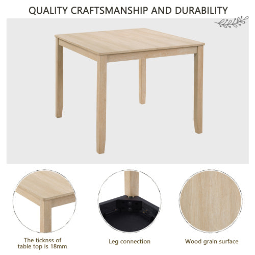 COMEDOR #17-Modern 4 Person Dining Table Set with 4 Chairs, Dining Table Set for 4 People, 5-piece Wooden Dining Table Set for Living Room, Kitchen and Dining Room, Light Oak + Beige