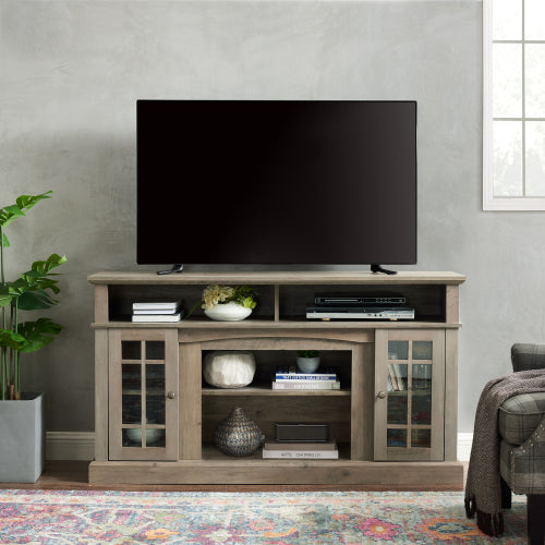 48 - TV STAND #2 - Classic TV Media Stand Modern Entertainment Console for TV Up to 65" with Open and Closed Storage Space, Gray Wash, 58.25"W*15.75"D*32"H