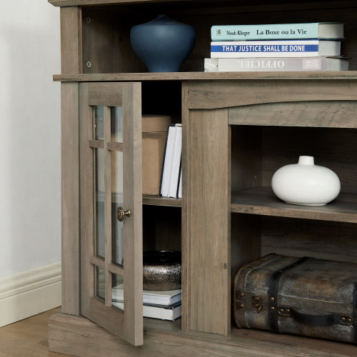 48 - TV STAND #2 - Classic TV Media Stand Modern Entertainment Console for TV Up to 65" with Open and Closed Storage Space, Gray Wash, 58.25"W*15.75"D*32"H