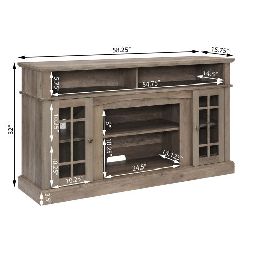 48 - TV STAND #2 - Classic TV Media Stand Modern Entertainment Console for TV Up to 65" with Open and Closed Storage Space, Gray Wash, 58.25"W*15.75"D*32"H