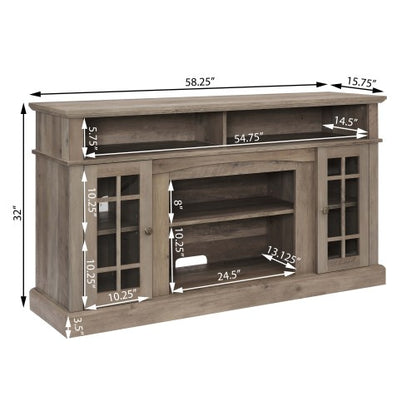 48 - TV STAND #2 - Classic TV Media Stand Modern Entertainment Console for TV Up to 65" with Open and Closed Storage Space, Gray Wash, 58.25"W*15.75"D*32"H
