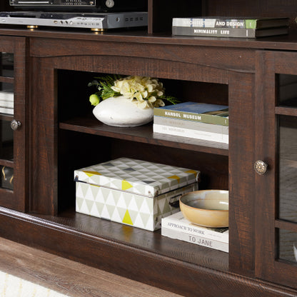 48 - TV STAND #3 - Classic TV Media Stand Modern Entertainment Console for TV Up to 65" with Open and Closed Storage Space, Espresso, 58.25"W*15.75"D*32"H