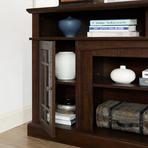 48 - TV STAND #3 - Classic TV Media Stand Modern Entertainment Console for TV Up to 65" with Open and Closed Storage Space, Espresso, 58.25"W*15.75"D*32"H