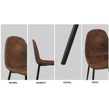 COMEDOR #9-59" MDF light wood dining table and modern dining chair set of 4 pieces, medieval wooden kitchen dining table set, black rectangular metal base, dining table and suede chair set