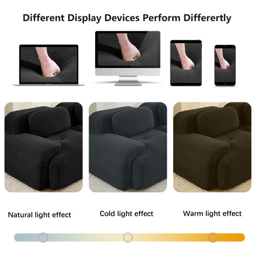 SALA NEGRAS #2 Black Cloud Sectional Black Sofa couch 4-seat L-shaped sofa 32D high-resilience sponge anti-slip design chaise design extra-wide curved armrests multi-free combination no assembly for studies living rooms media rooms,Black