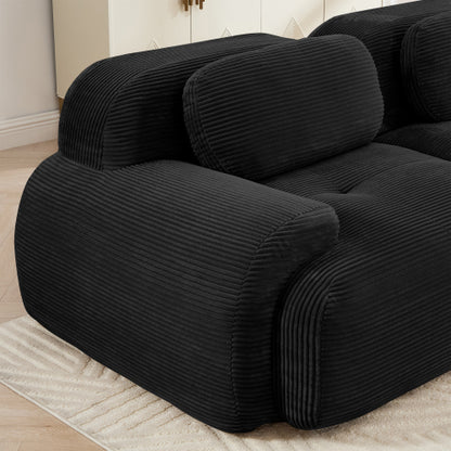 SALA NEGRAS #2 Black Cloud Sectional Black Sofa couch 4-seat L-shaped sofa 32D high-resilience sponge anti-slip design chaise design extra-wide curved armrests multi-free combination no assembly for studies living rooms media rooms,Black