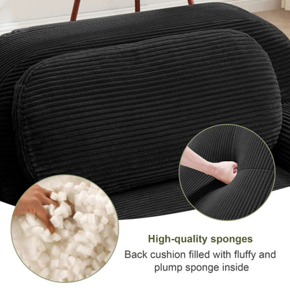 SALA NEGRAS #2 Black Cloud Sectional Black Sofa couch 4-seat L-shaped sofa 32D high-resilience sponge anti-slip design chaise design extra-wide curved armrests multi-free combination no assembly for studies living rooms media rooms,Black