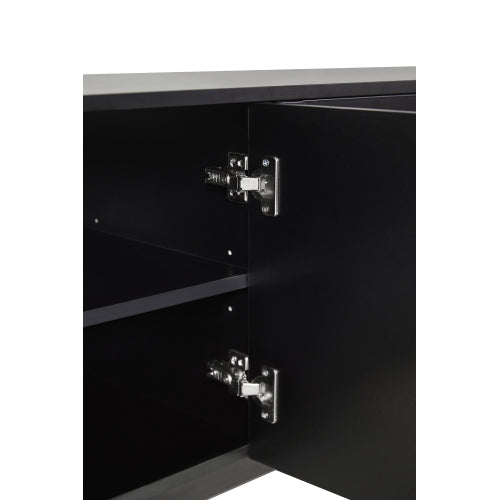 48 - TV STAND #4 - ON-TREND Graceful TV Stand with Arch Cabinets for TVs Up to 78'', Minimalist Entertainment Center with Solid Wood Legs, Practical Media Console with Adjustable Shelves for Living Room, Black