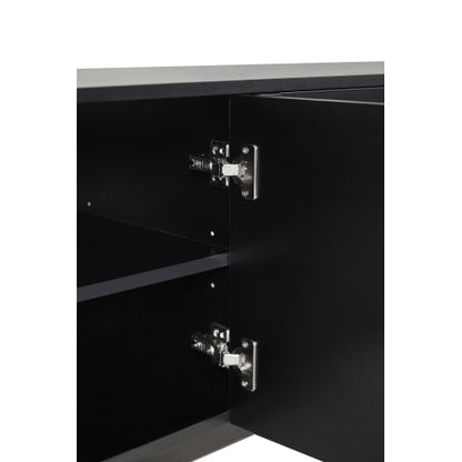 48 - TV STAND #4 - ON-TREND Graceful TV Stand with Arch Cabinets for TVs Up to 78'', Minimalist Entertainment Center with Solid Wood Legs, Practical Media Console with Adjustable Shelves for Living Room, Black