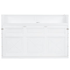 Murphy Bed With Desk, LED Light And USB Charging Station