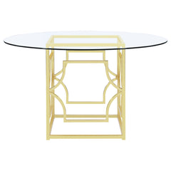 Krista - Round Glass Top Dining Table - Gold