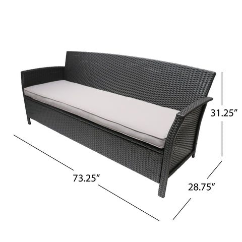 Thalassa - Outdoor 3 Seater Sofa With Water Resistant Cushion - Gray / Black