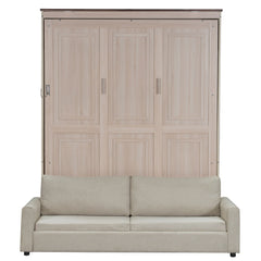 Queen Size Murphy Bed With Sofa And LED - Beige