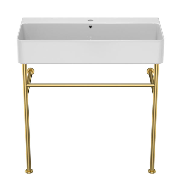 Ceramic Console Bathroom Sink With Overflow