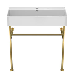 Ceramic Console Bathroom Sink With Overflow