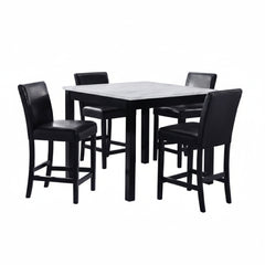 Modern 5 Piece Counter Height Dining Set With Tufted Nail Head Chairs