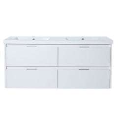 Modern Floating Bathroom Vanity With Dual Resin Sink, Soft Close Drawers