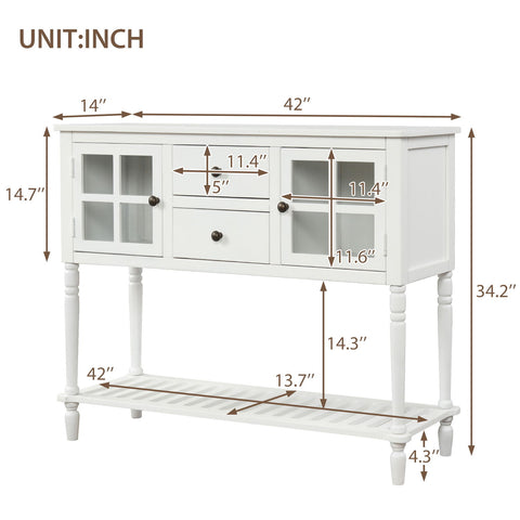 Hearth & Haven Stella Buffet Storage Cabinet With Bottom Shelf, White